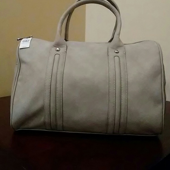 Express Handbags - Express Grey Trapunto Stitch Barrel Satchel